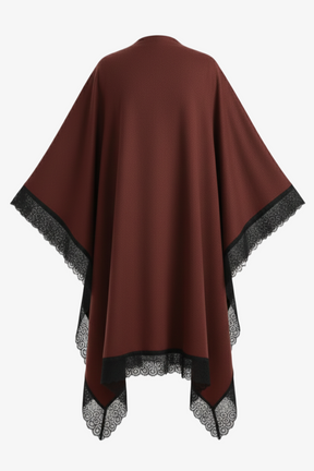 Contrast-Trim Knit Poncho