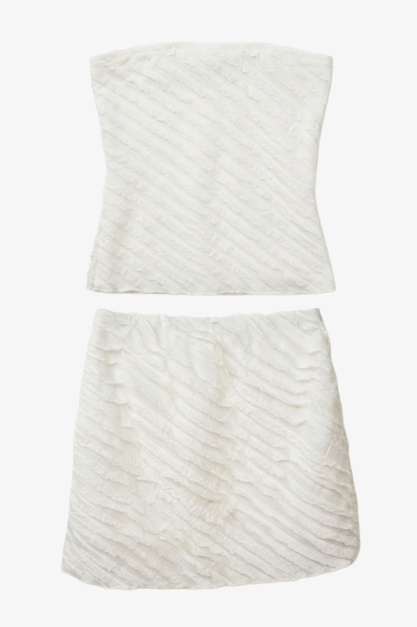 Ruffled Strapless Beach Set