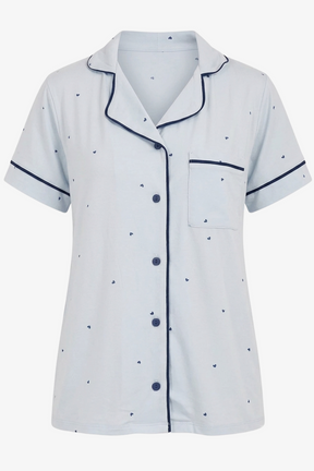Heart-Print Piped Pyjama