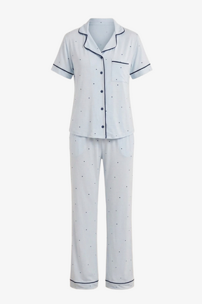 Heart-Print Piped Pyjama