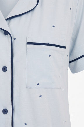 Heart-Print Piped Pyjama