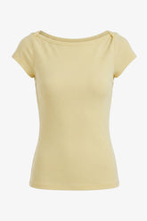 Boat-Neck Ribbed Top