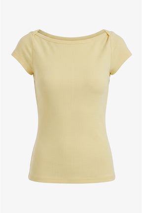 Boat-Neck Ribbed Top