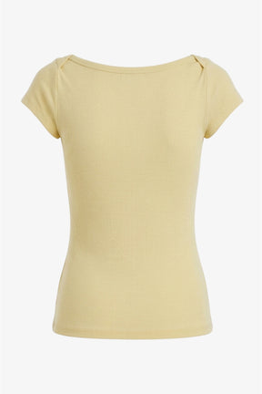 Boat-Neck Ribbed Top