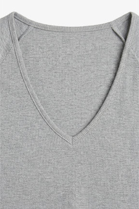 V-Neck Ribbed Top