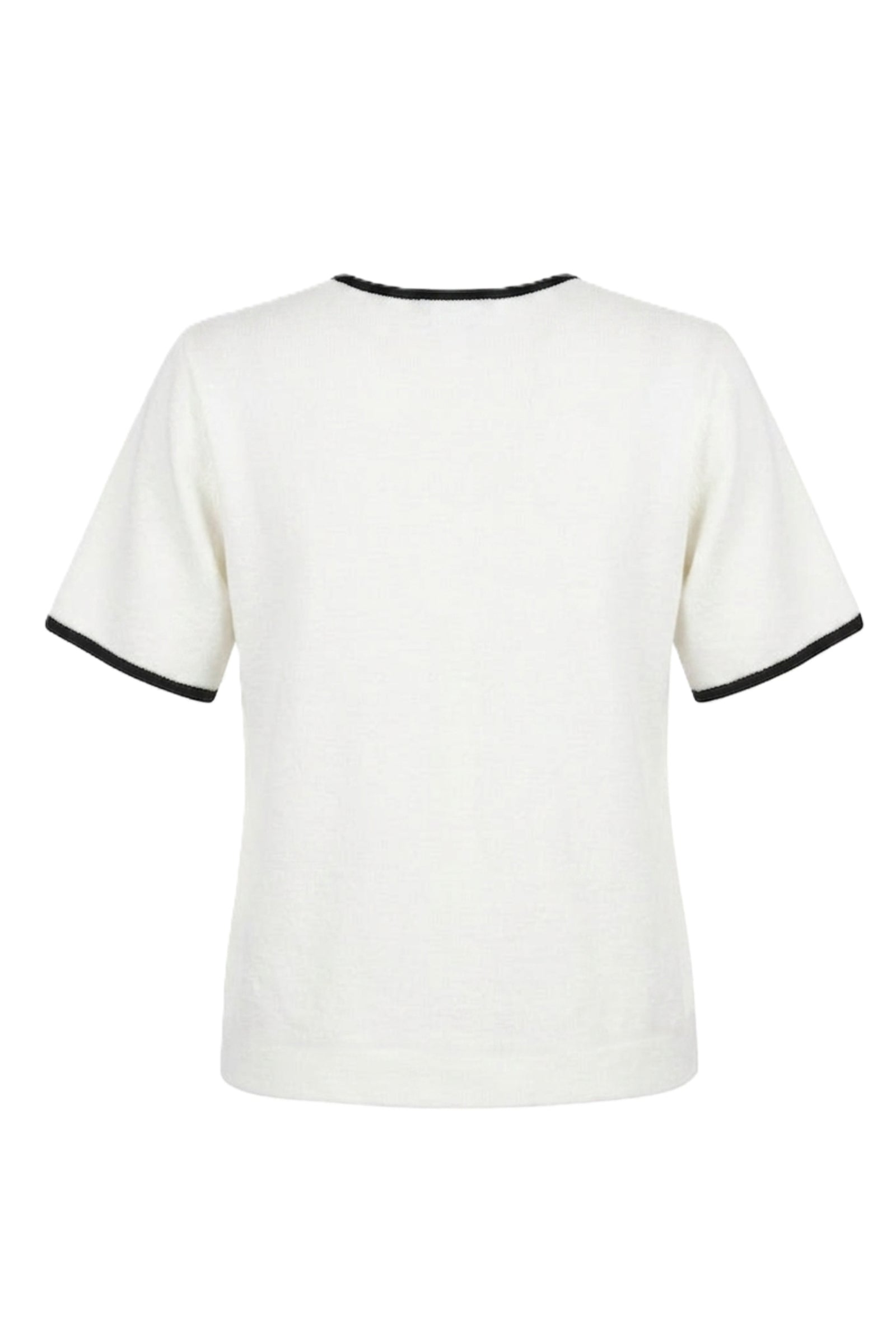 Contrast-Trim Buttoned Top