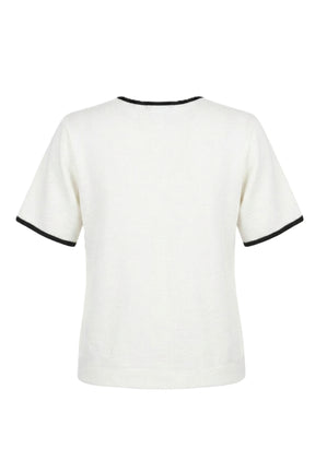 Contrast-Trim Buttoned Top