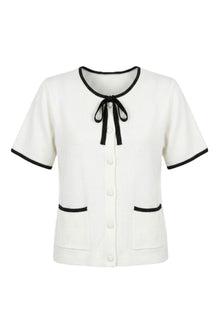 Contrast-Trim Buttoned Top