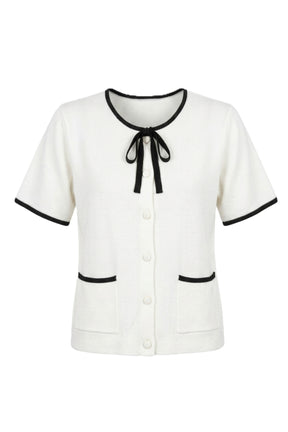 Contrast-Trim Buttoned Top