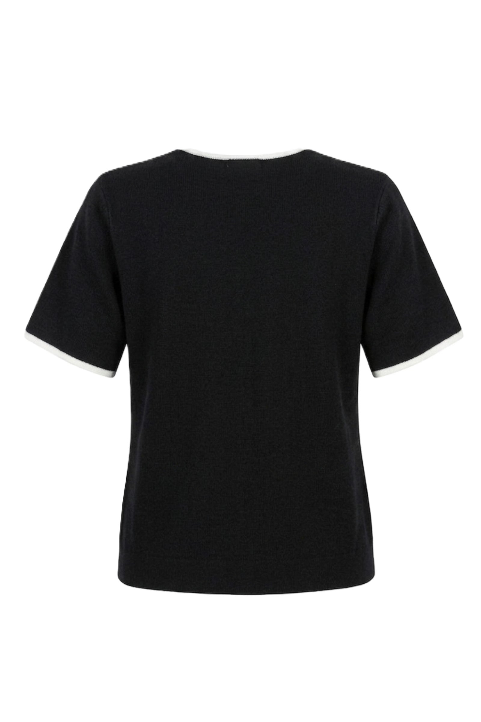 Contrast-Trim Buttoned Top