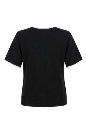 Contrast-Trim Buttoned Top