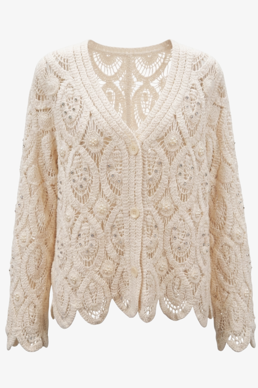 Pearl-Embellished Beach Kimono