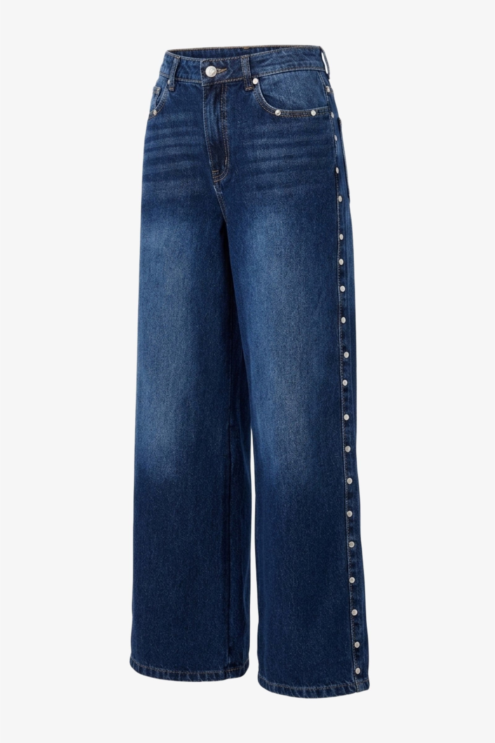 Side Studded Denim Pants