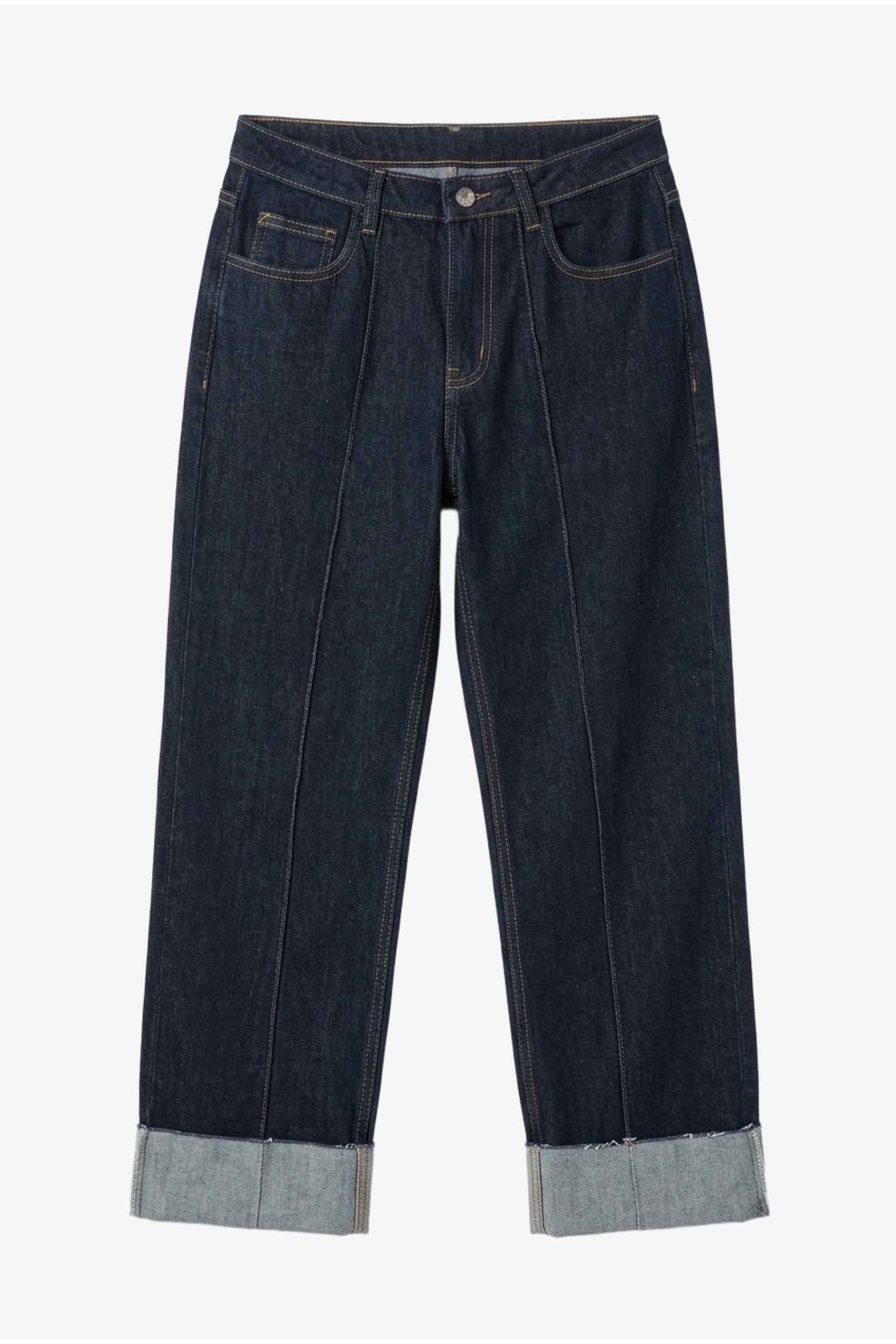 Folded-Cuff Denim Pants