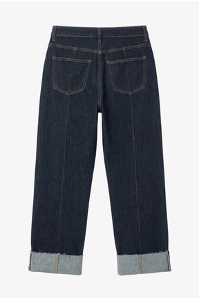 Folded-Cuff Denim Pants