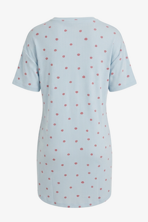 Lips-Print Ribbed Nightgown