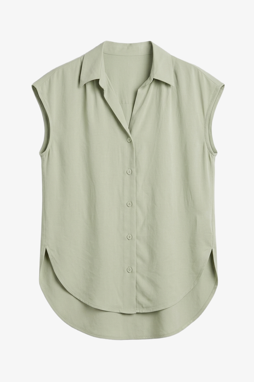 Sleeveless Button-Down Shirt