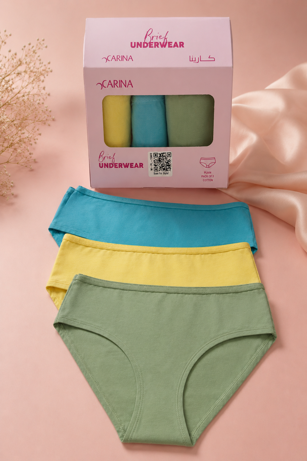 Pack of 3 Colored Brief Panties