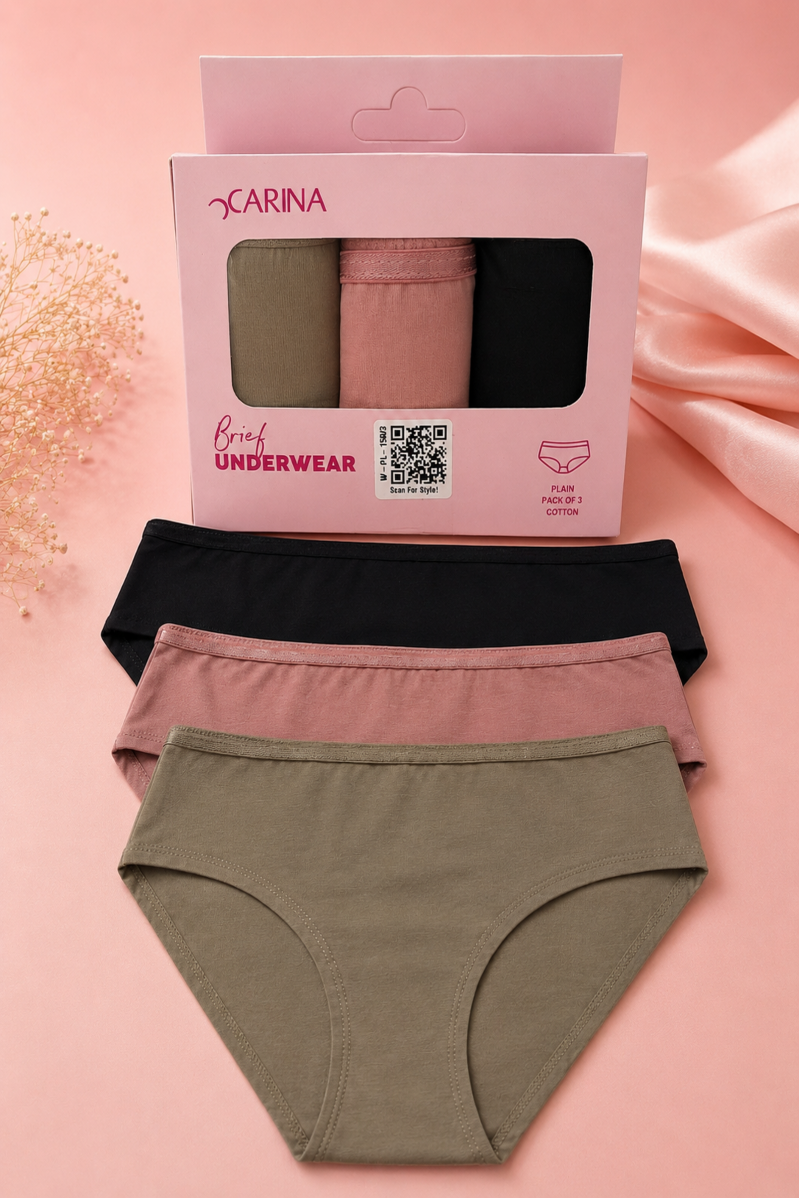 Pack of 3 Colored Brief Panties