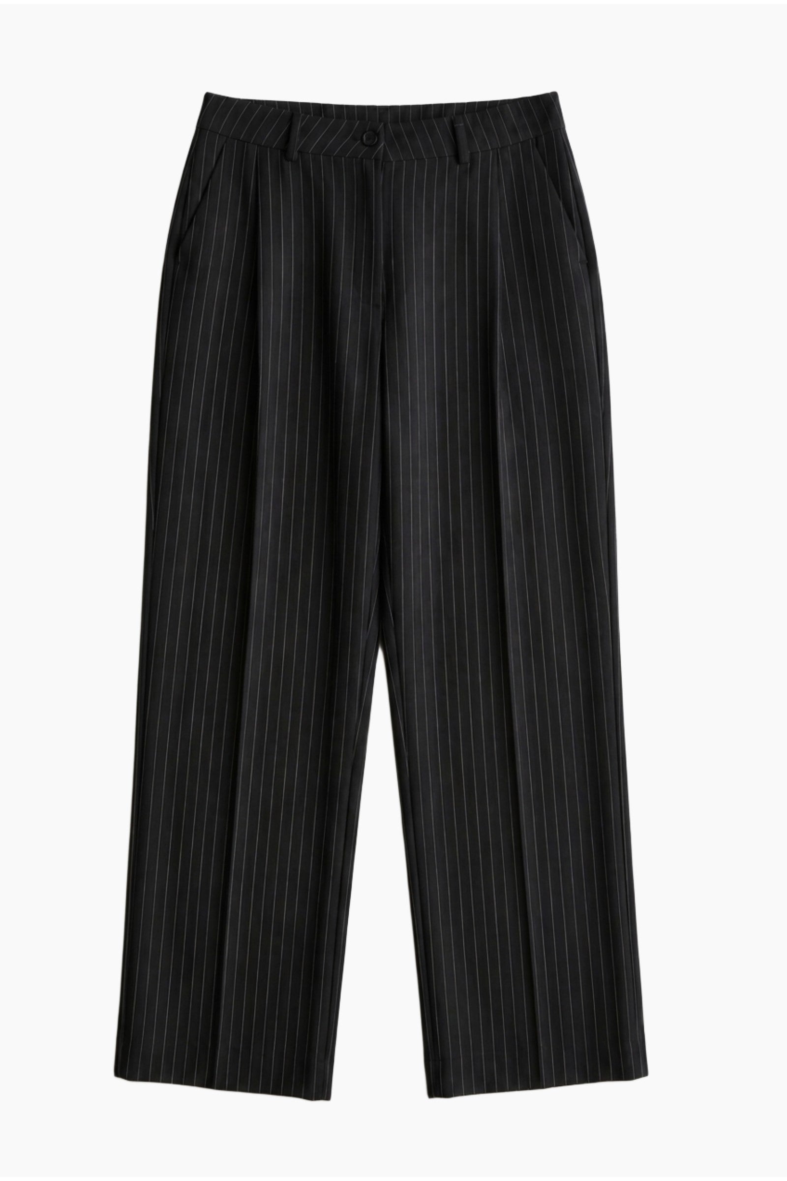 Wide-Leg Pinstripe Pants
