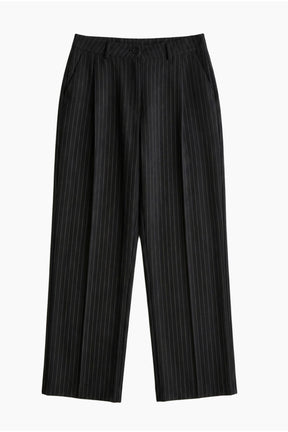 Wide-Leg Pinstripe Pants