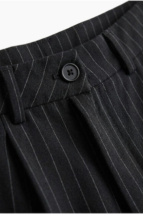 Wide-Leg Pinstripe Pants