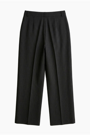 Wide-Leg Pinstripe Pants