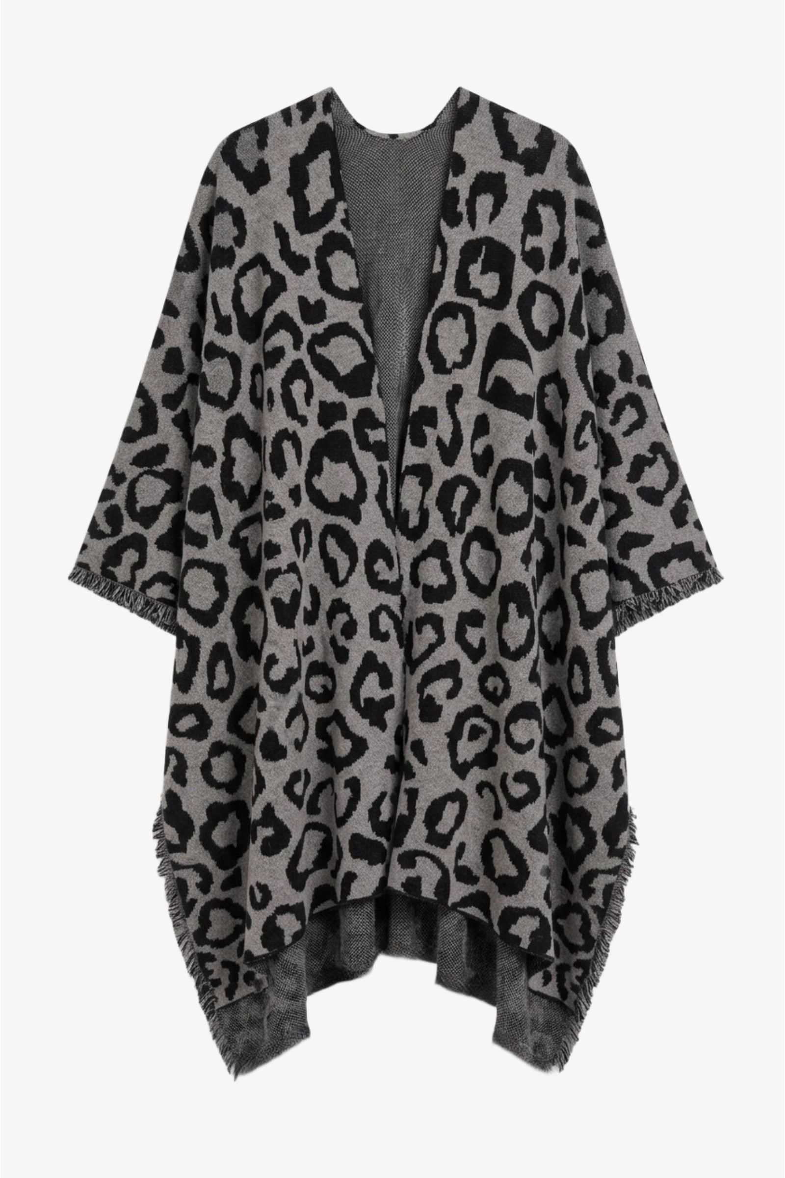 Fringed Leopard Poncho
