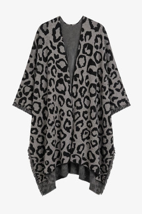 Fringed Leopard Poncho