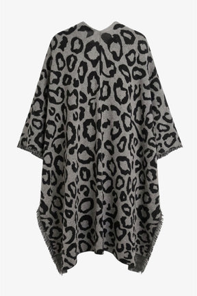 Fringed Leopard Poncho