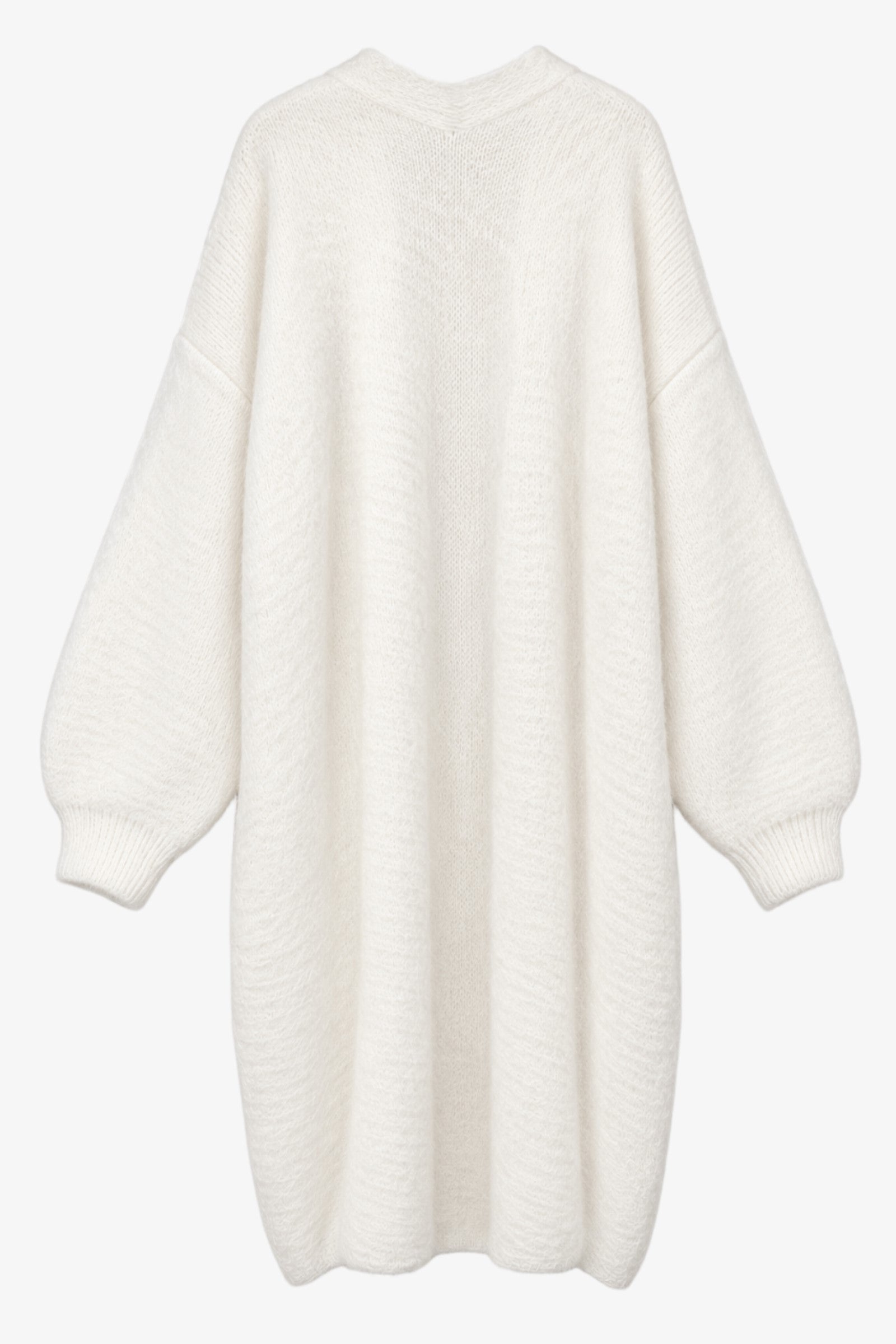 Balloon-Sleeve Fuzzy Cardigan
