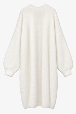 Balloon-Sleeve Fuzzy Cardigan