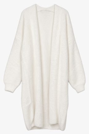 Balloon-Sleeve Fuzzy Cardigan