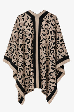 Leopard Open Front Poncho