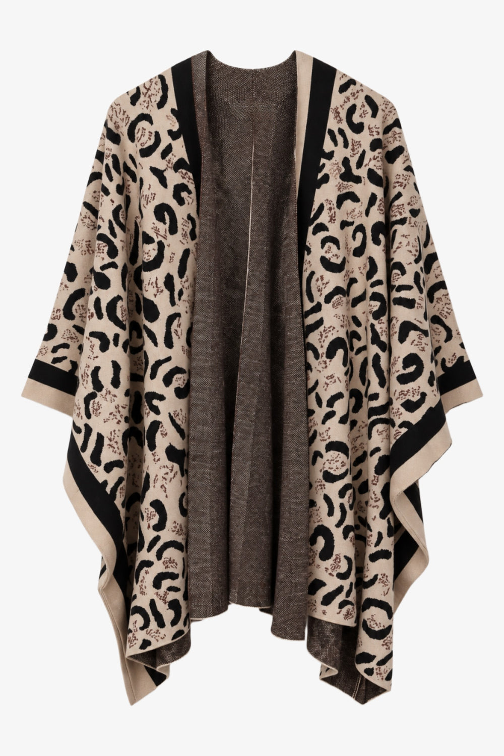 Leopard Open Front Poncho