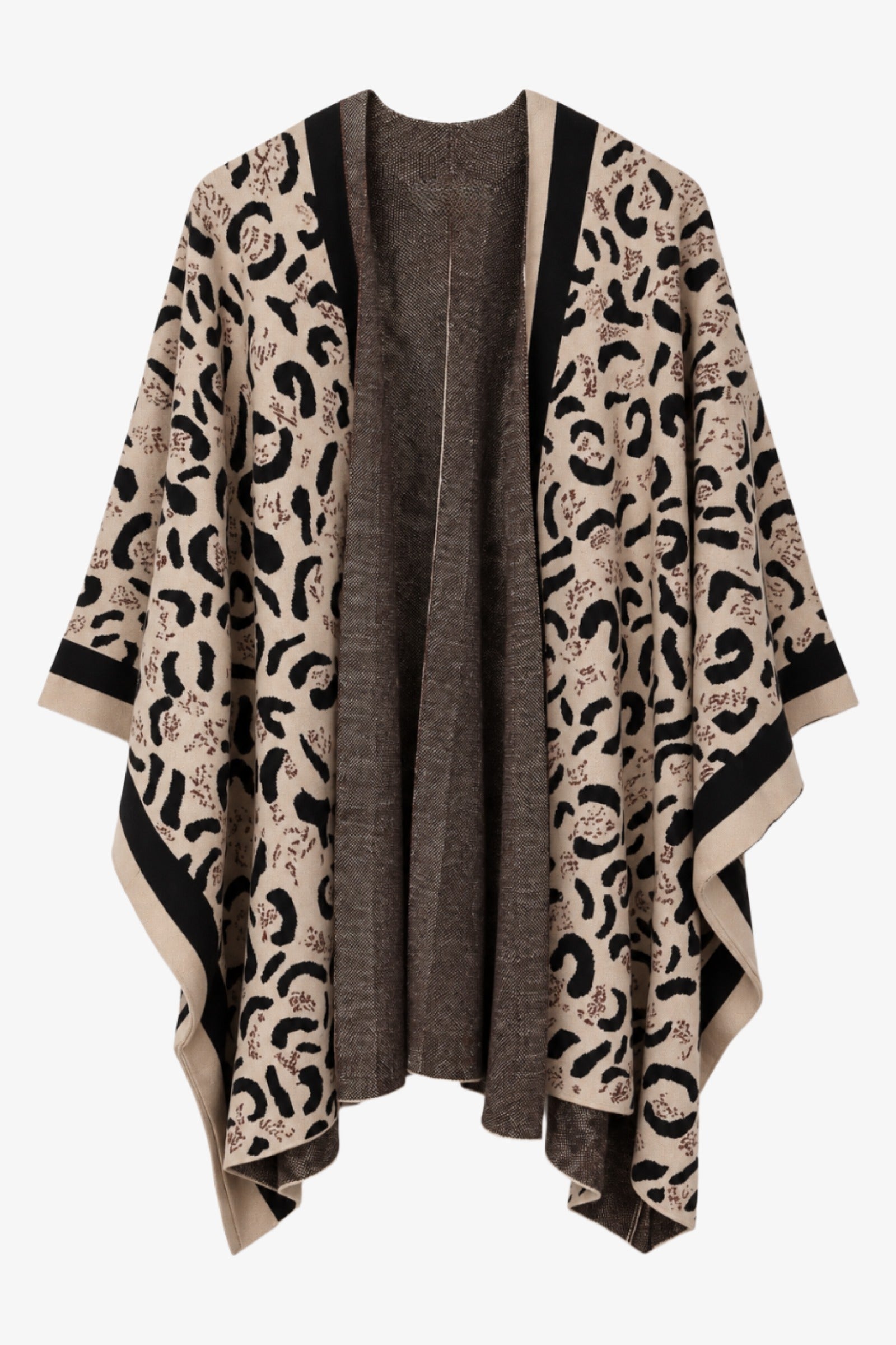 Leopard Open Front Poncho
