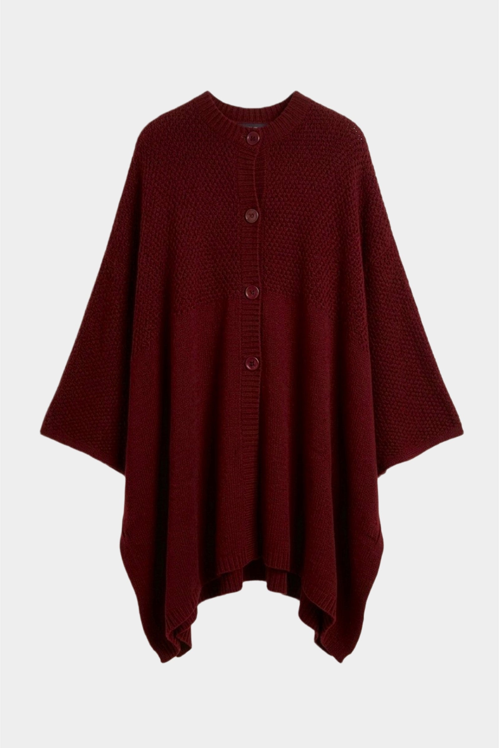 Asymmetric Button Front Poncho