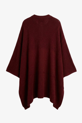 Asymmetric Button Front Poncho