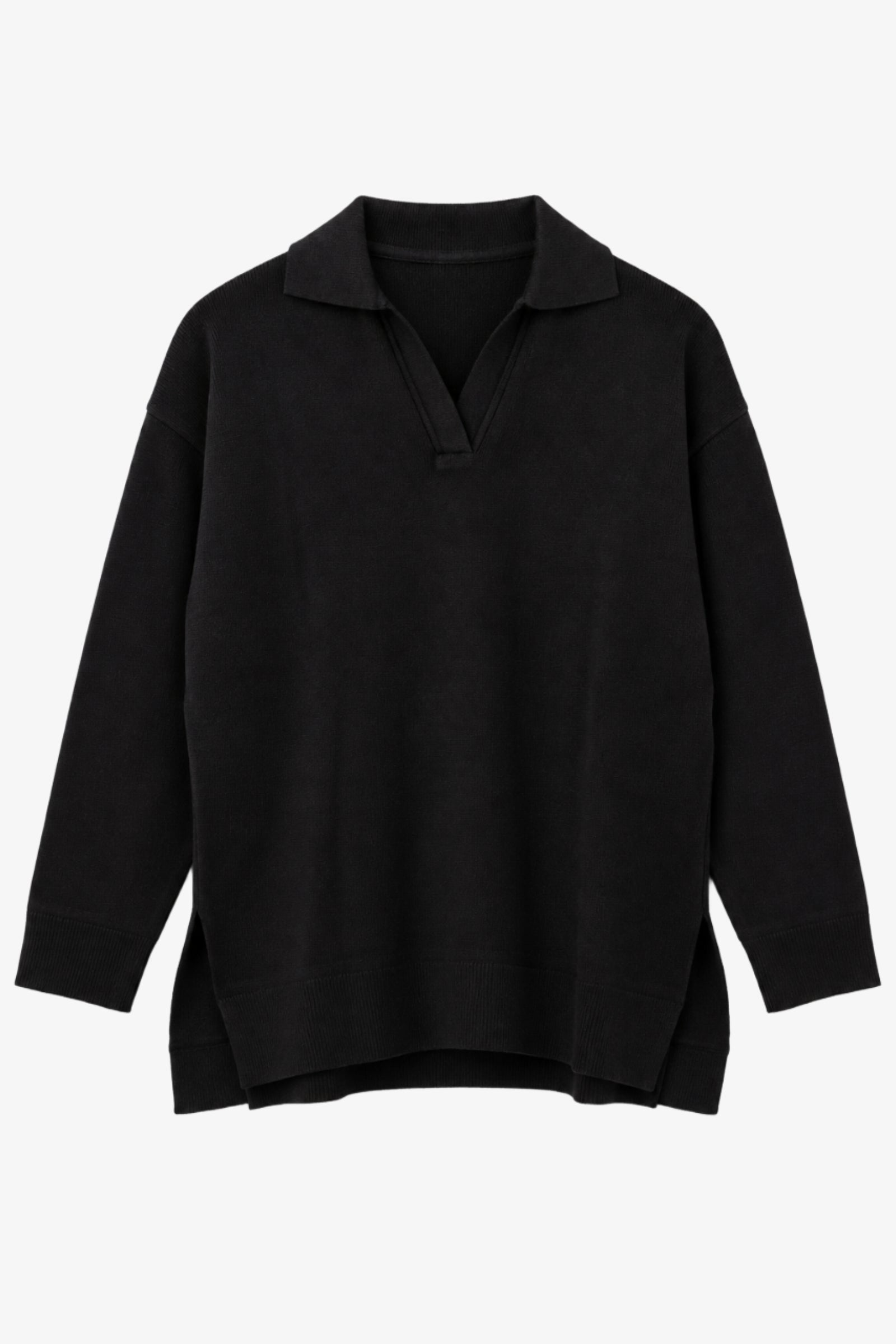Drop-Shoulder Polo Pullover