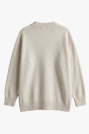 Ribbed-Trim Knit Pullover
