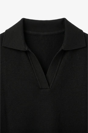 Drop-Shoulder Polo Pullover