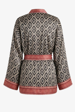 Geometric Satin Beach Kimono
