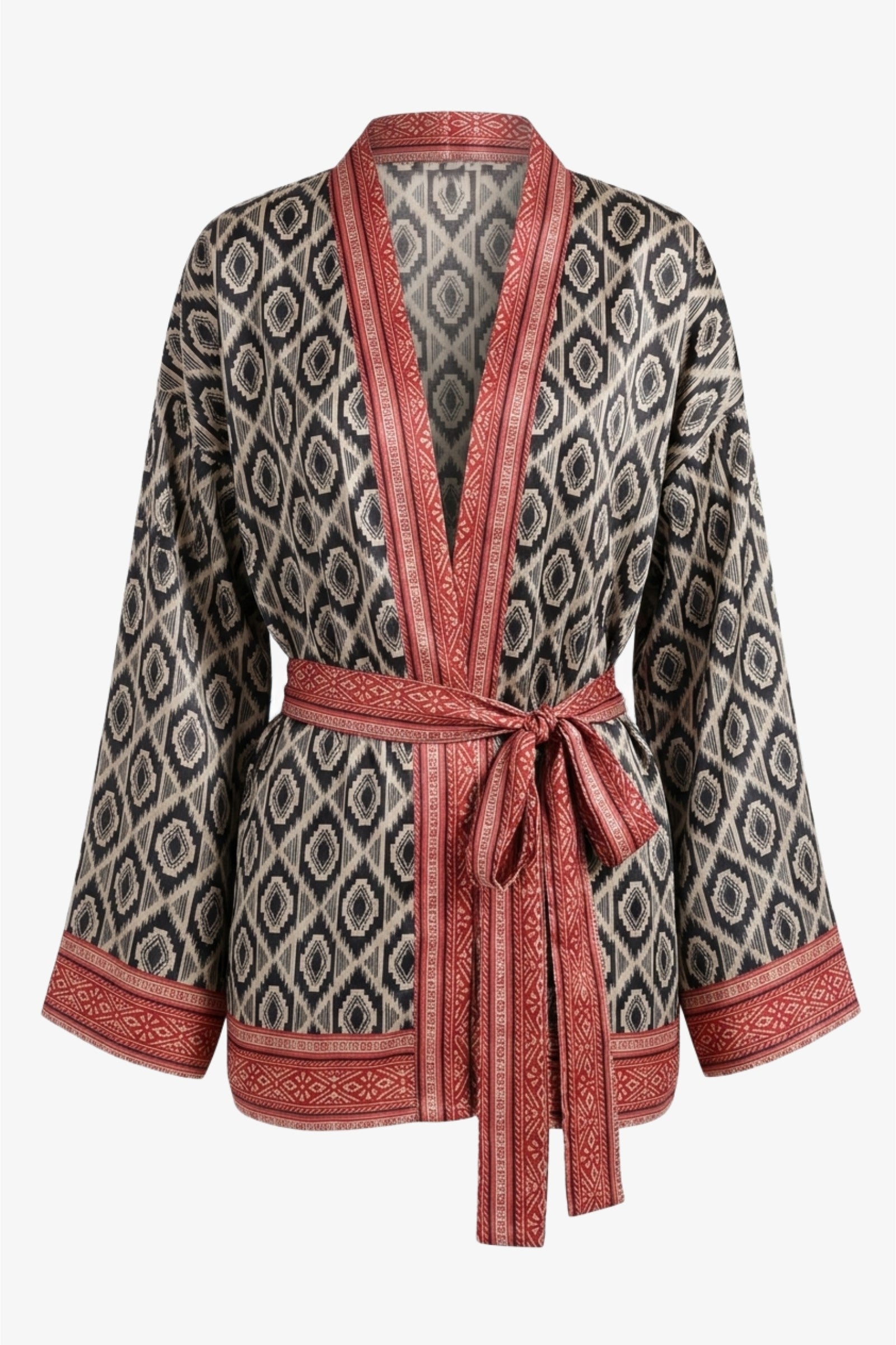 Geometric Satin Beach Kimono