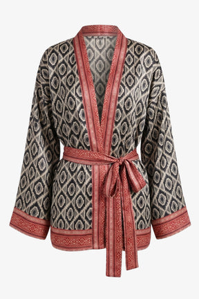 Geometric Satin Beach Kimono