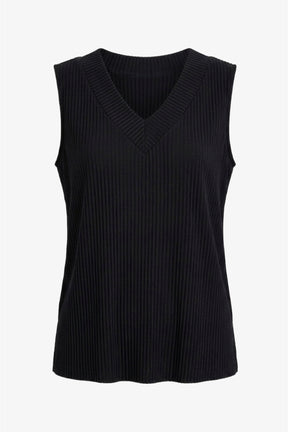 Ribbed V-Neck Blouse