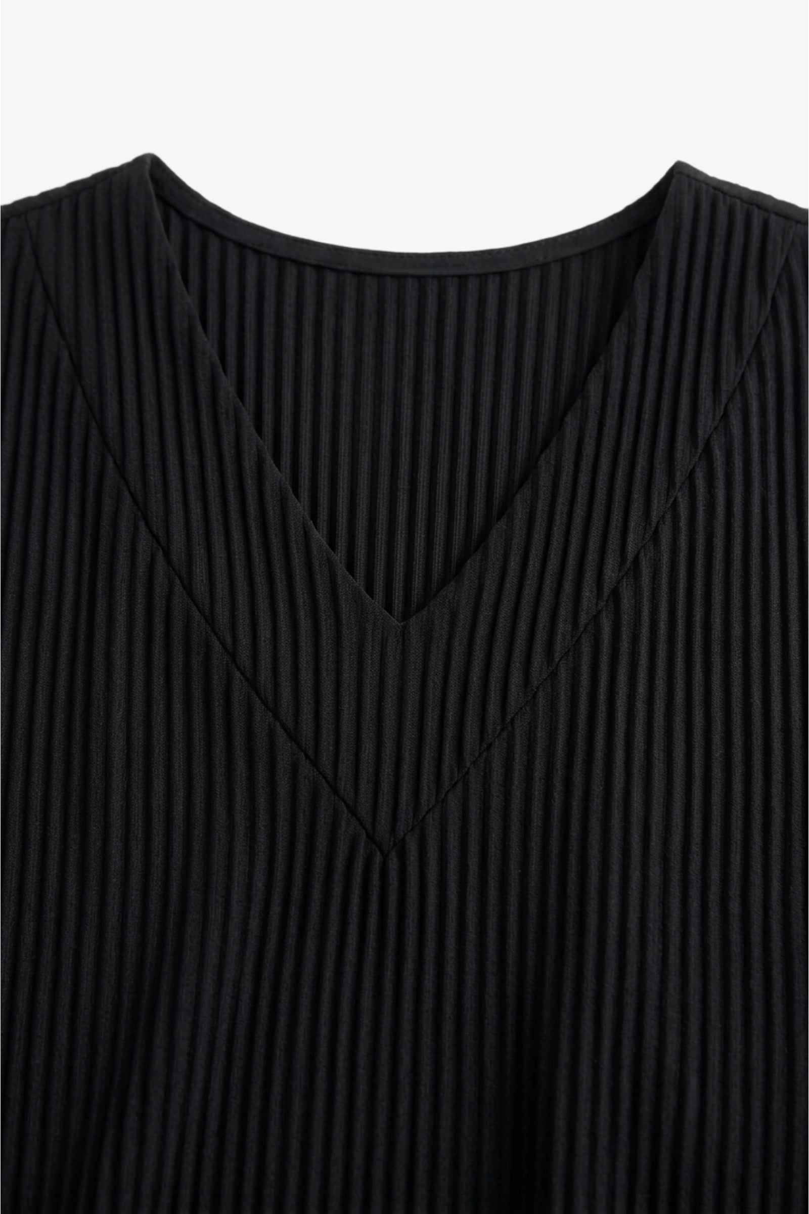 Ribbed V-Neck Blouse