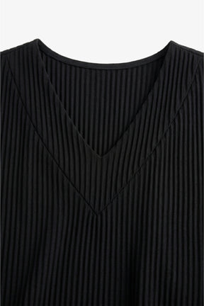Ribbed V-Neck Blouse