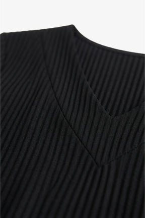 Ribbed V-Neck Blouse