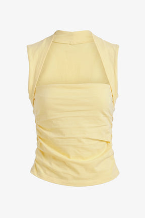 Ruched Cutout Neck Top