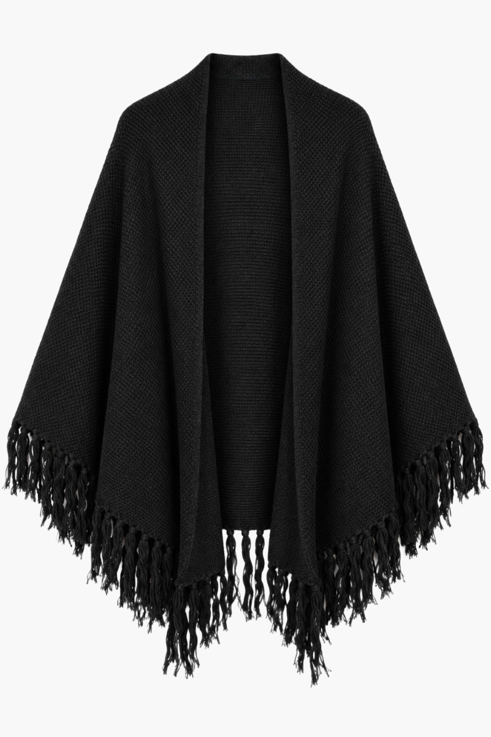 Fringed Trim Poncho